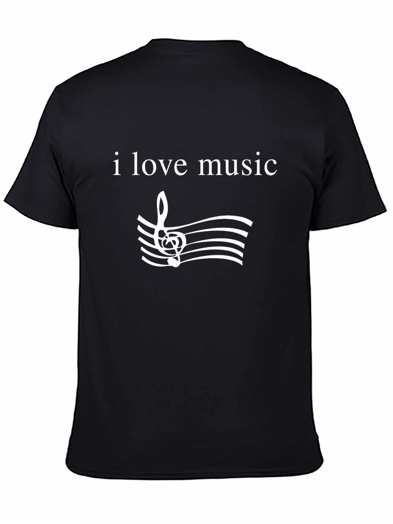 I Love Music Graphic Tee - Black Cotton T-Shirt