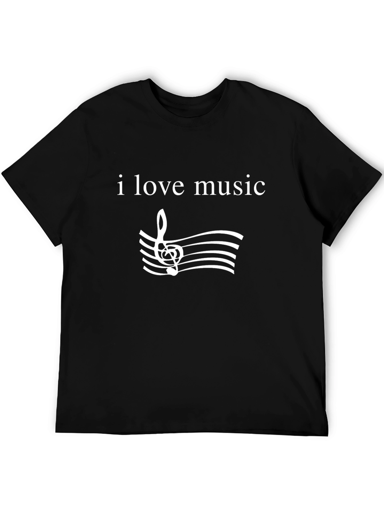 I Love Music Graphic Tee - Black Cotton T-Shirt
