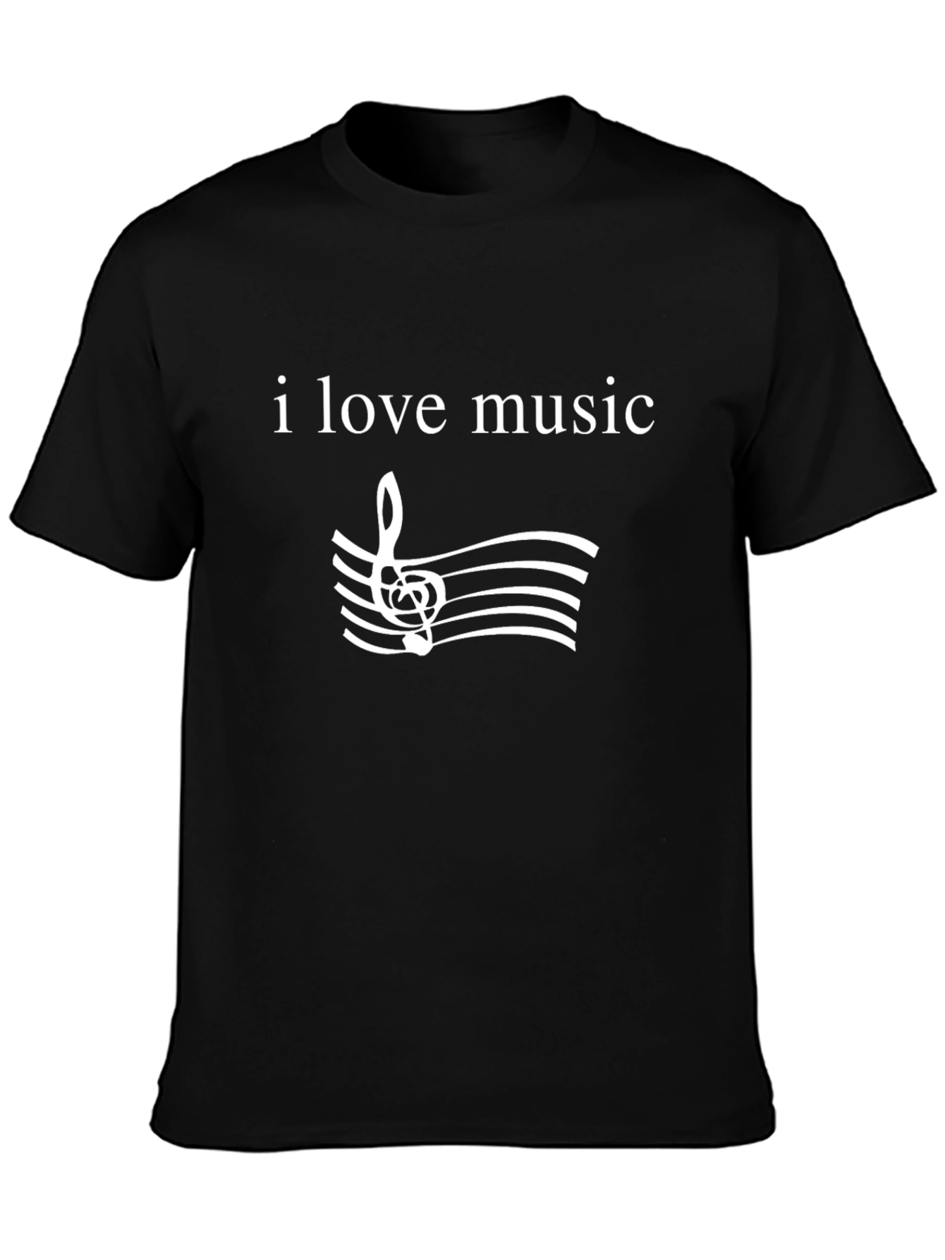 I Love Music Graphic Tee - Black Cotton T-Shirt