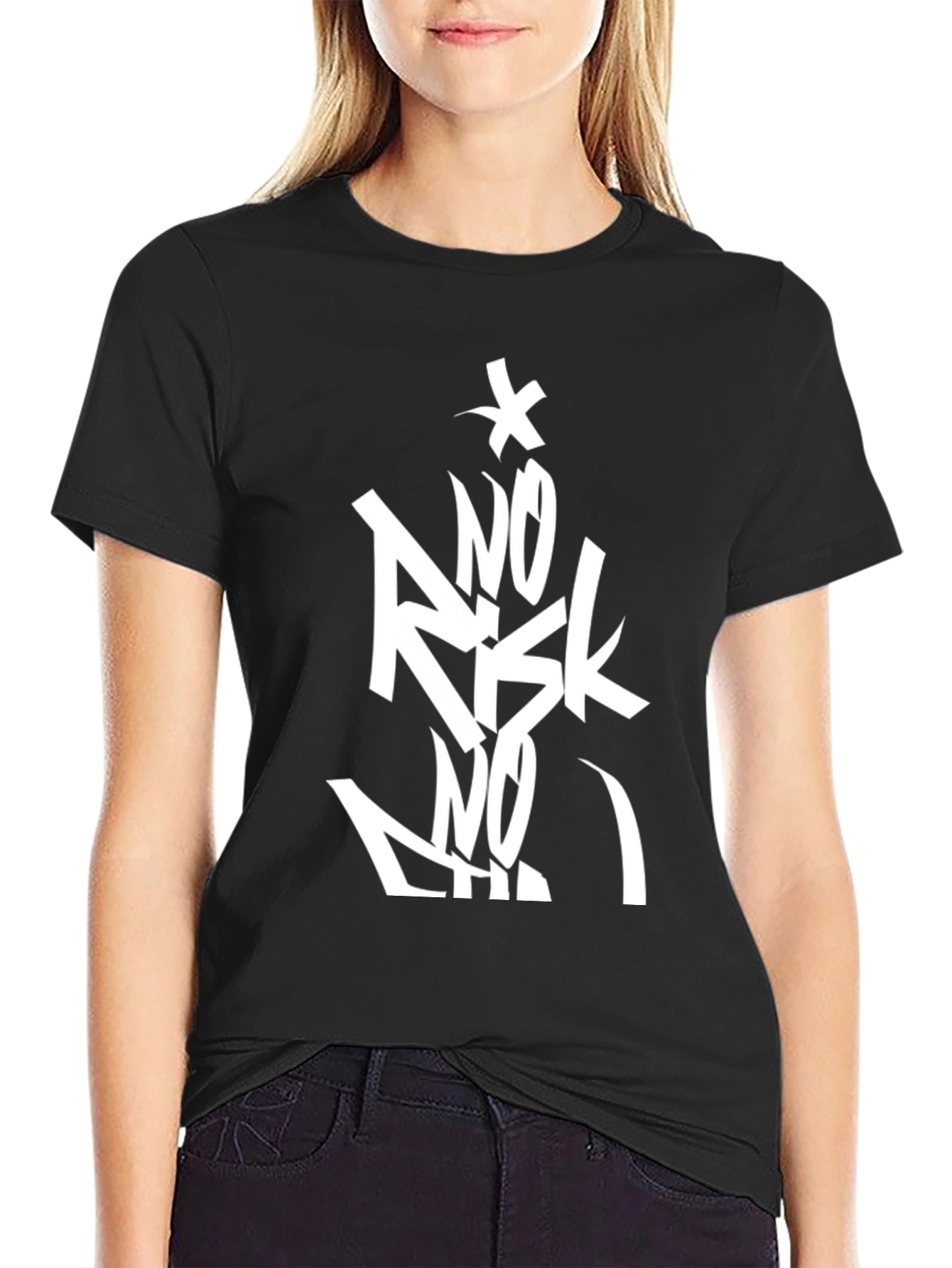 No Risk No Fun Black Graphic Tee