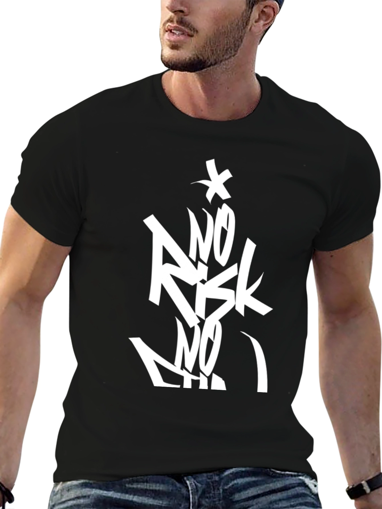 No Risk No Fun Black Graphic Tee