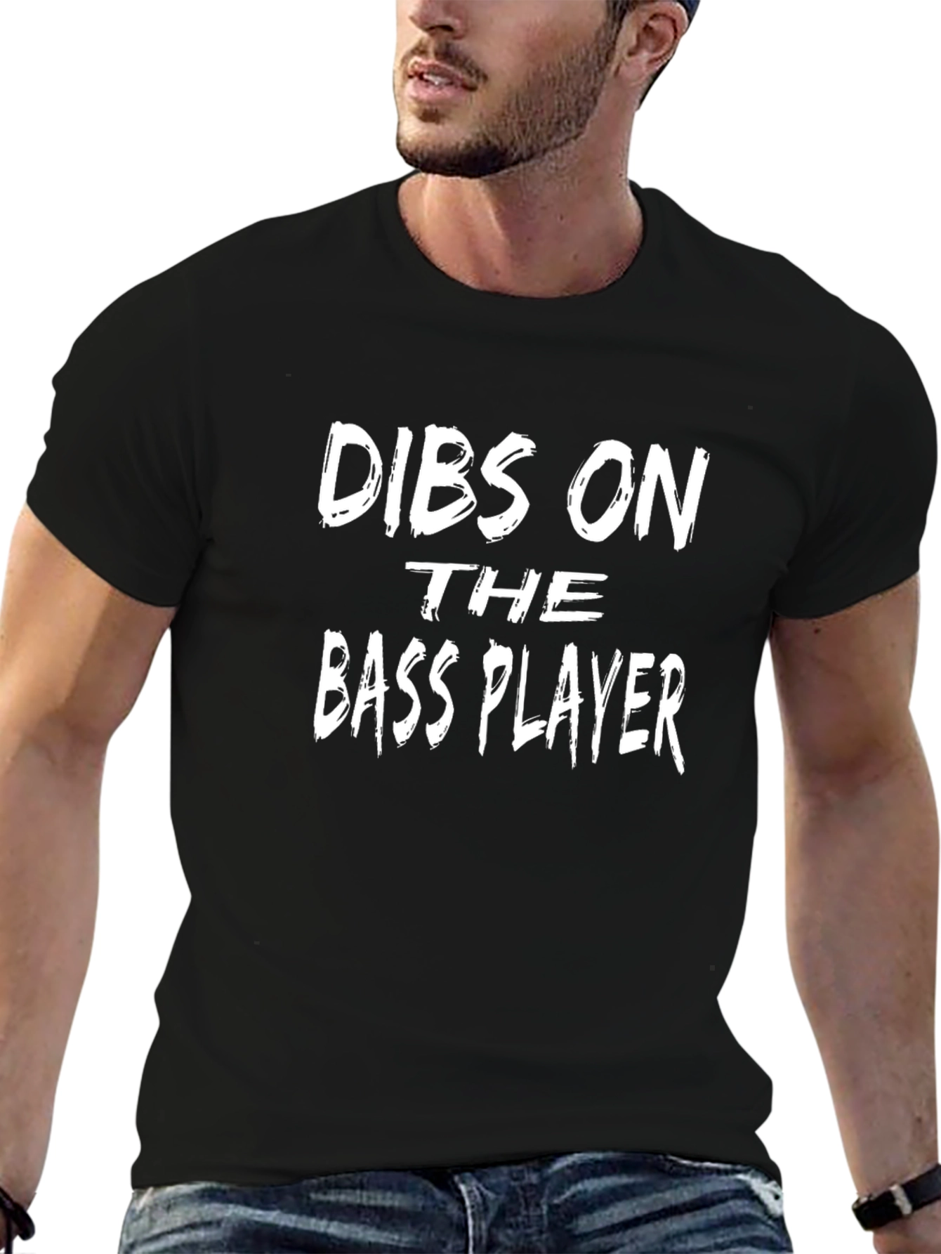 Dibs On The Bass Player Graphic T-Shirt - Black