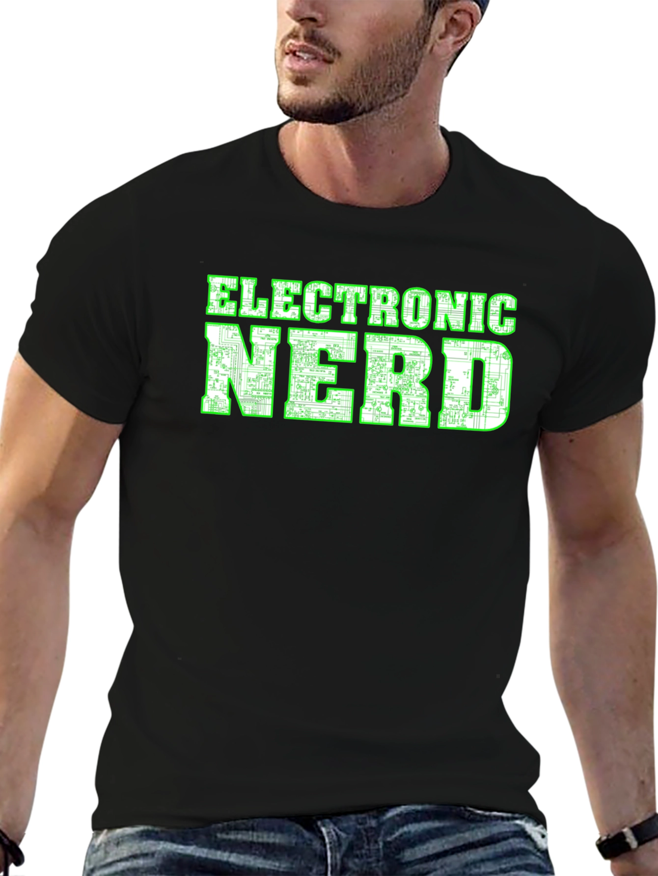 Electronic Nerd Graphic T-Shirt - Black
