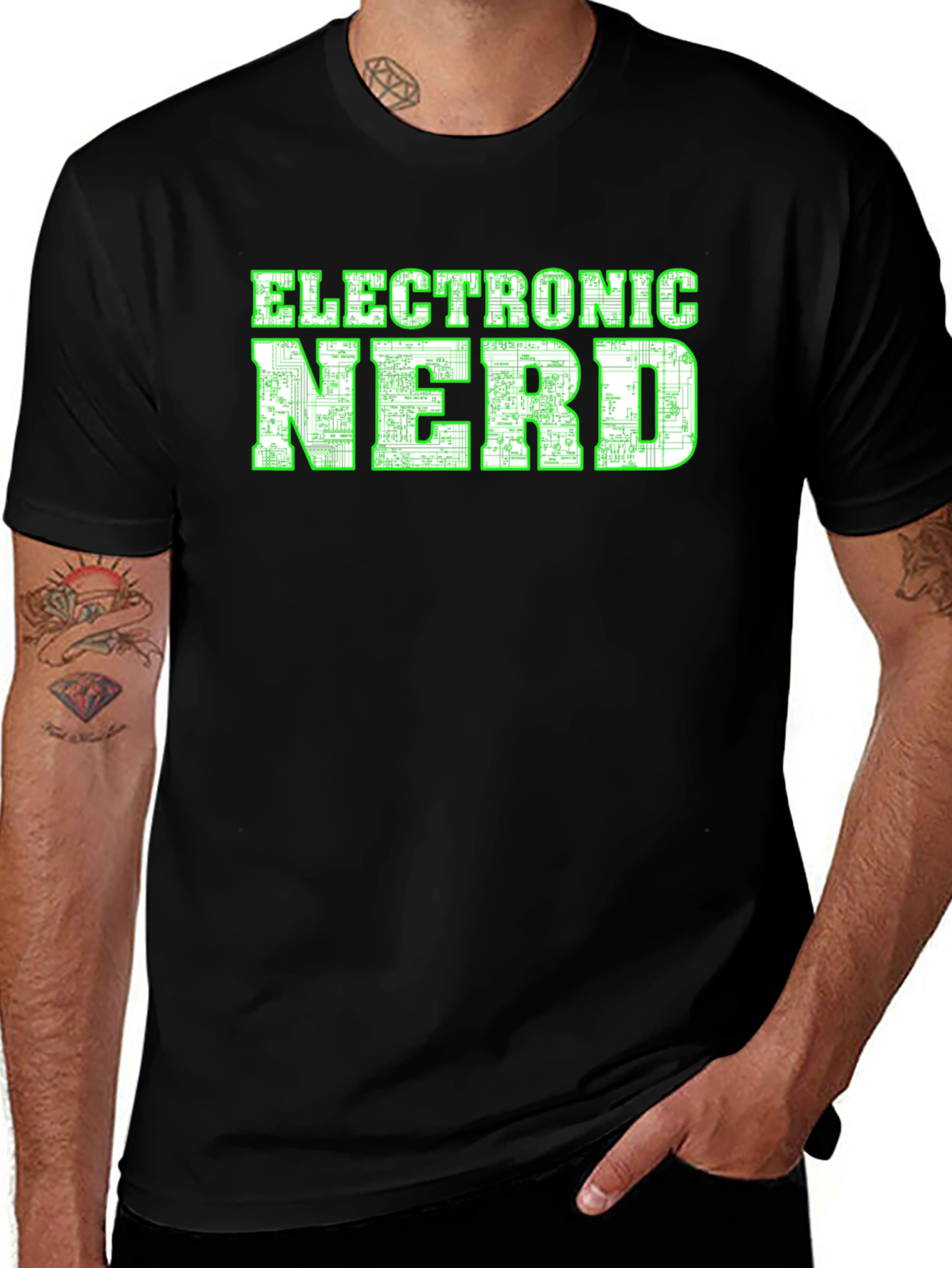 Electronic Nerd Graphic T-Shirt - Black