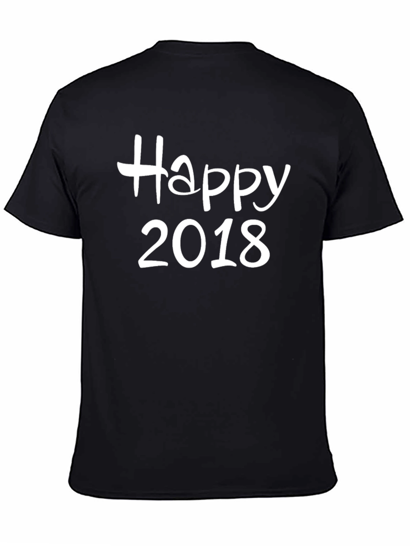 Happy 2018 Graphic Tee - Black Cotton Blend