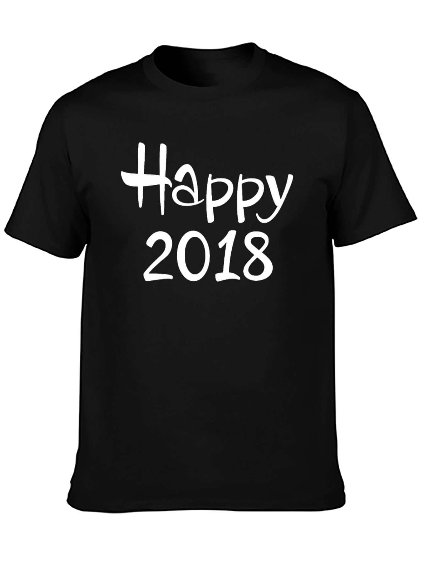 Happy 2018 Graphic Tee - Black Cotton Blend