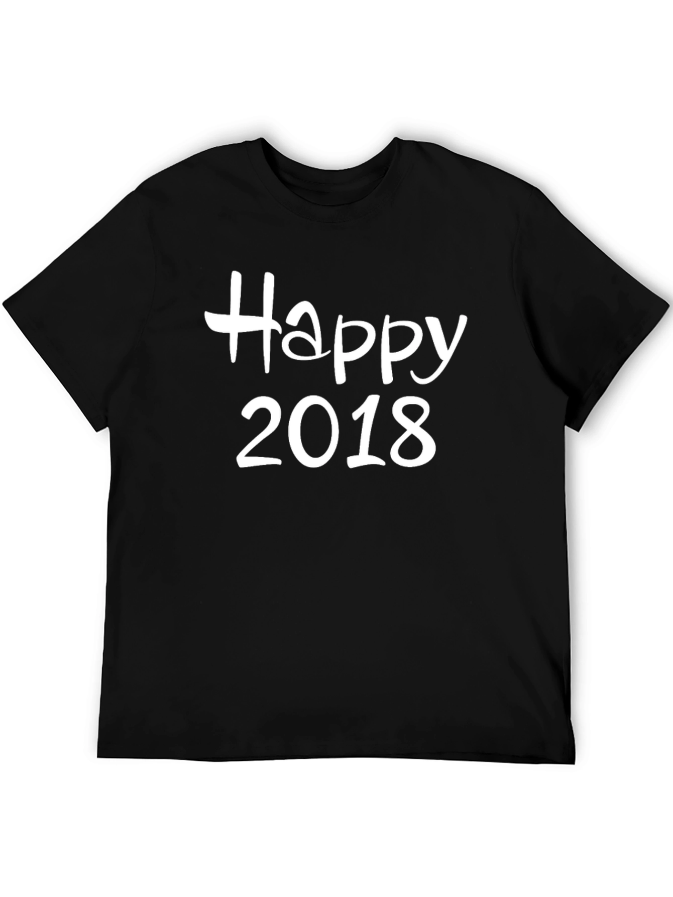 Happy 2018 Graphic Tee - Black Cotton Blend