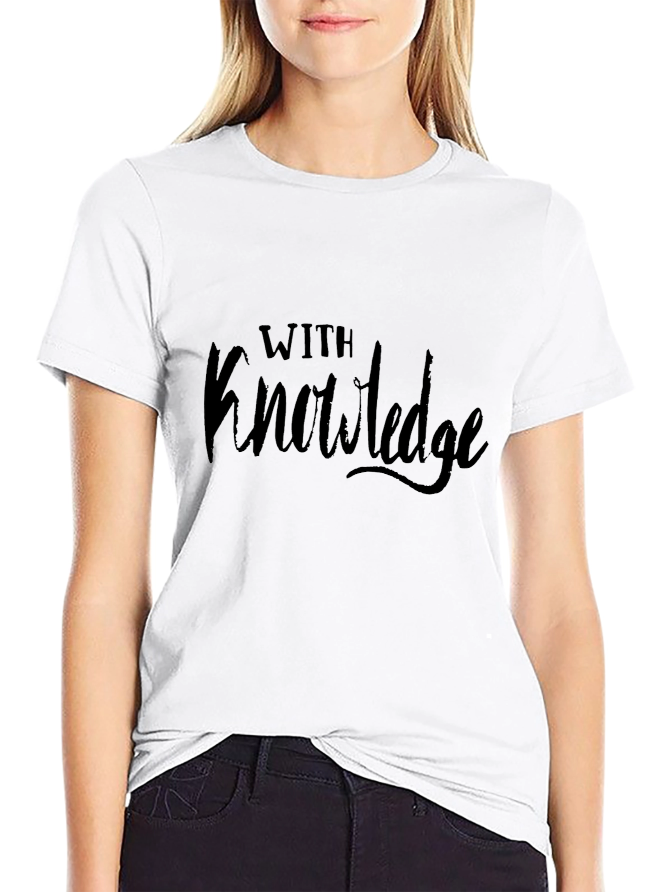 With Knowledge Mens Black Graphic Tee