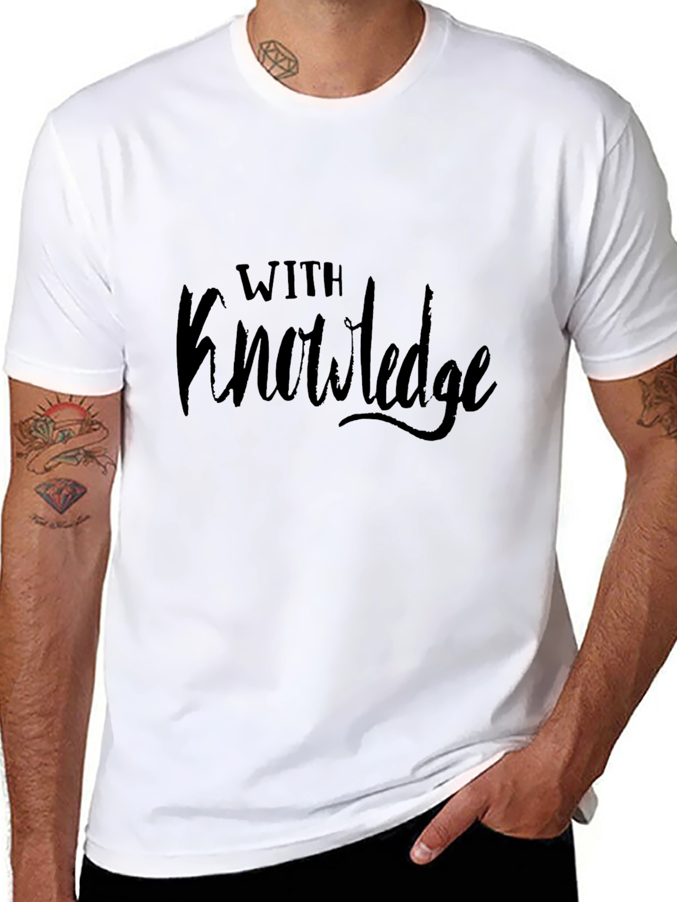 With Knowledge Mens Black Graphic Tee