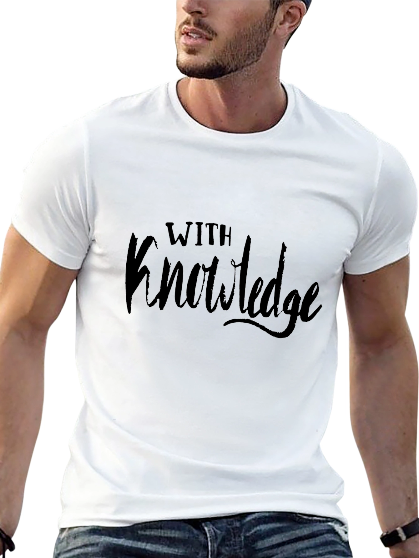 With Knowledge Mens Black Graphic Tee