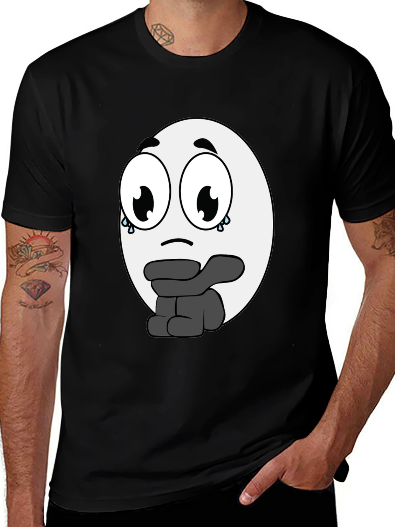 Sad Egg Cartoon T-Shirt - Unique Graphic Tee