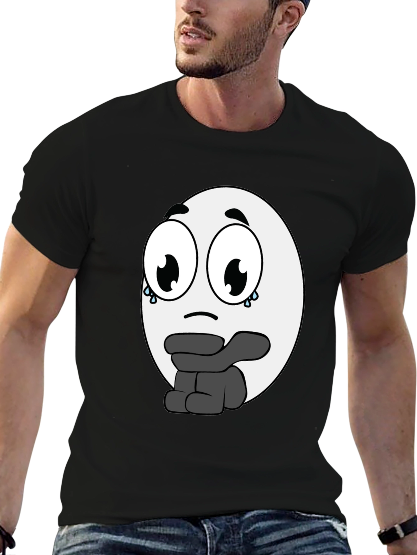 Sad Egg Cartoon T-Shirt - Unique Graphic Tee