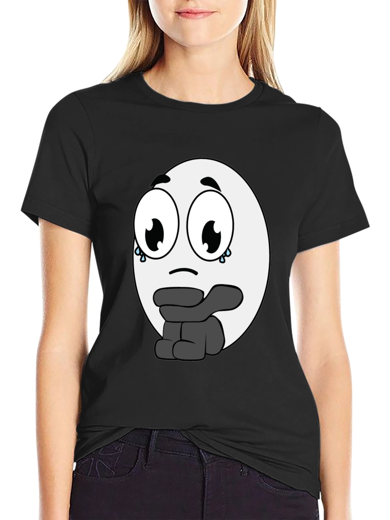Sad Egg Cartoon T-Shirt - Unique Graphic Tee