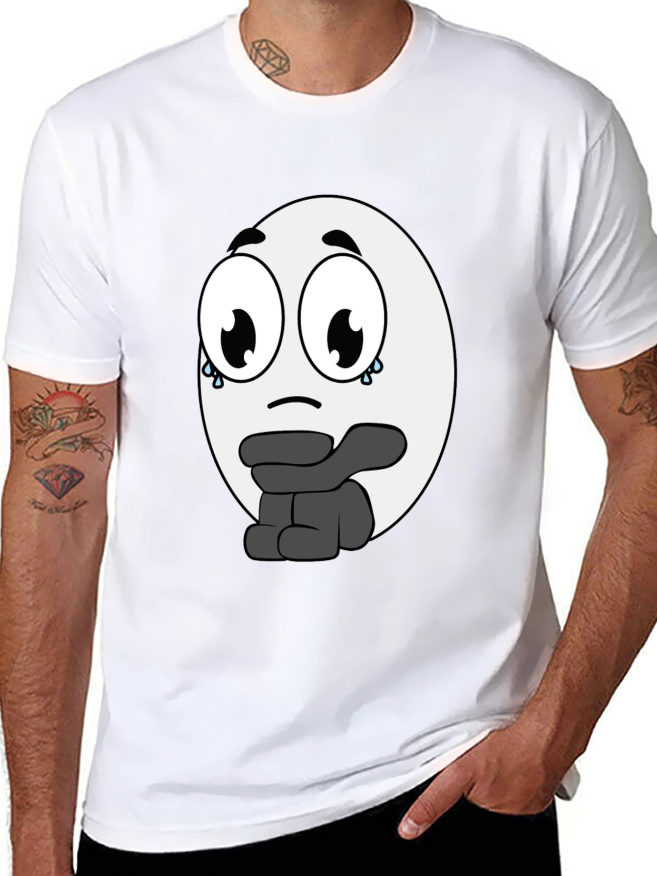 Sad Egg Cartoon T-Shirt - Unique Graphic Tee