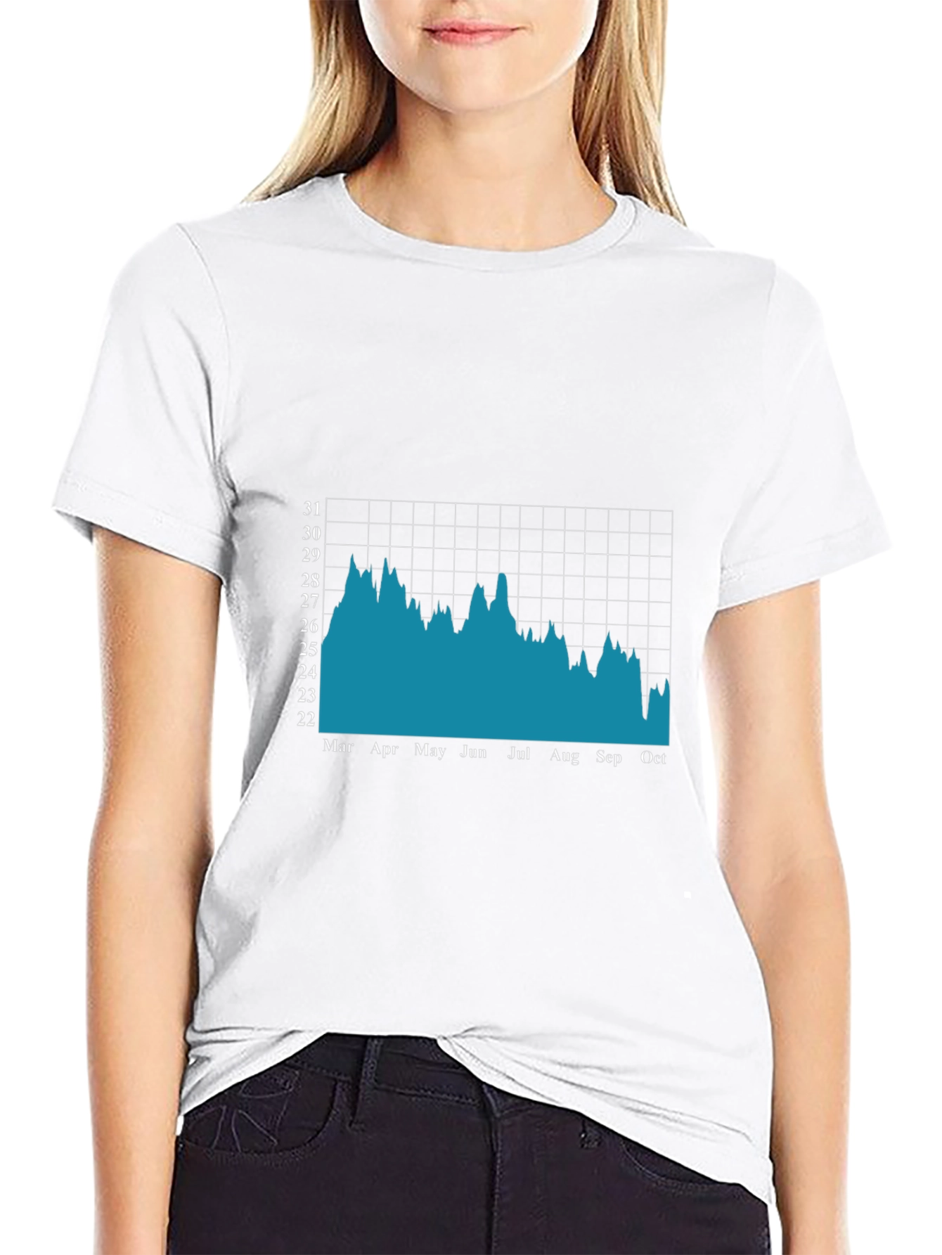 Mens Black T-Shirt with Stock Market Chart