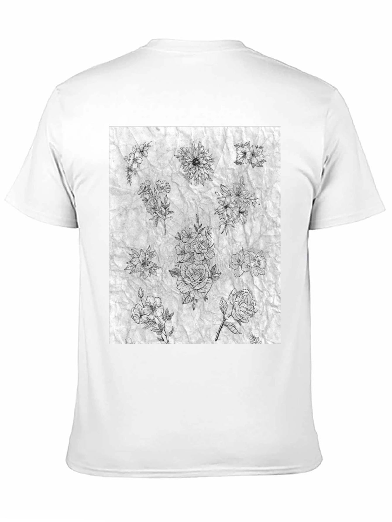 Floral Sketch Black T-Shirt