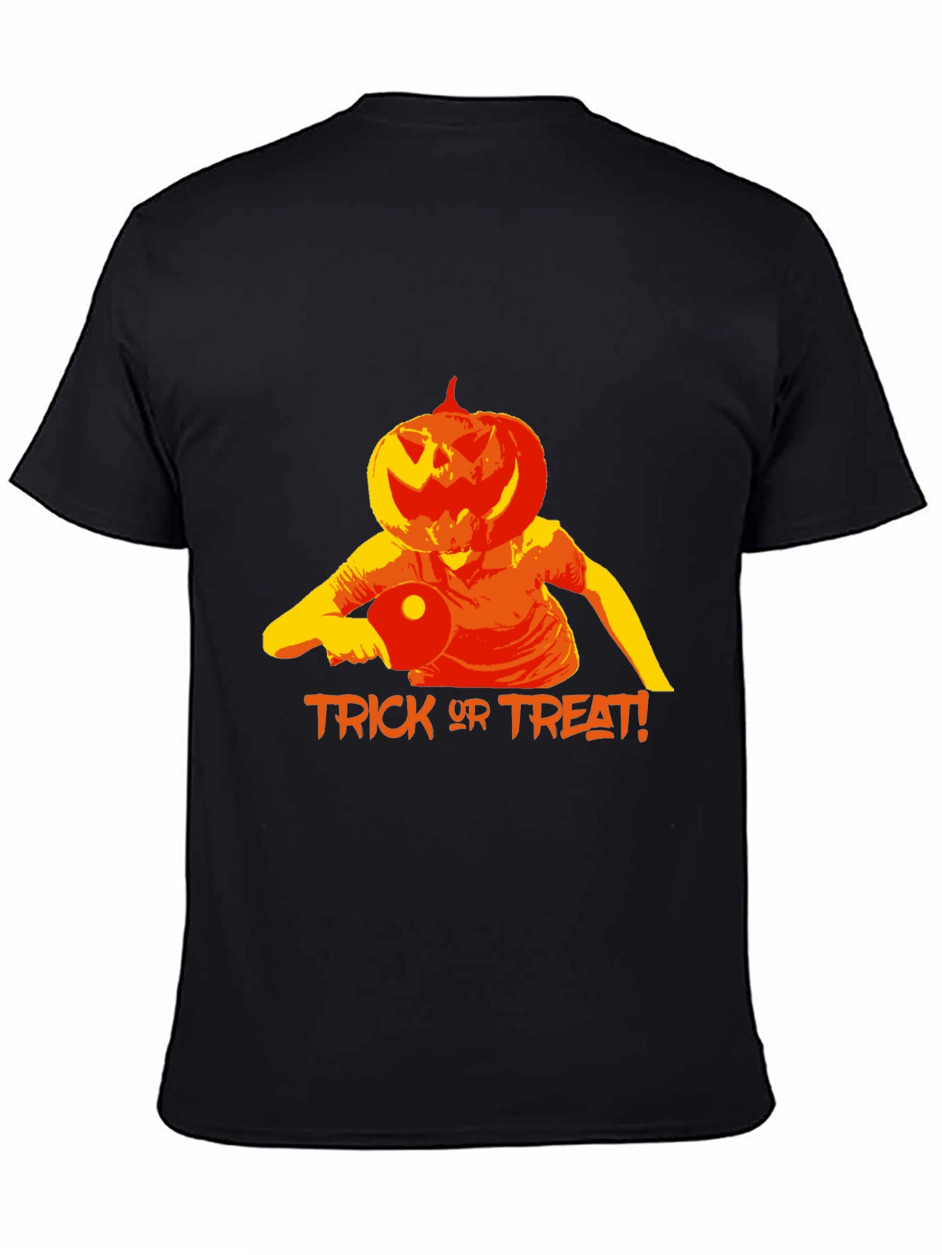 Halloween Pumpkin Head Table Tennis Player T-Shirt