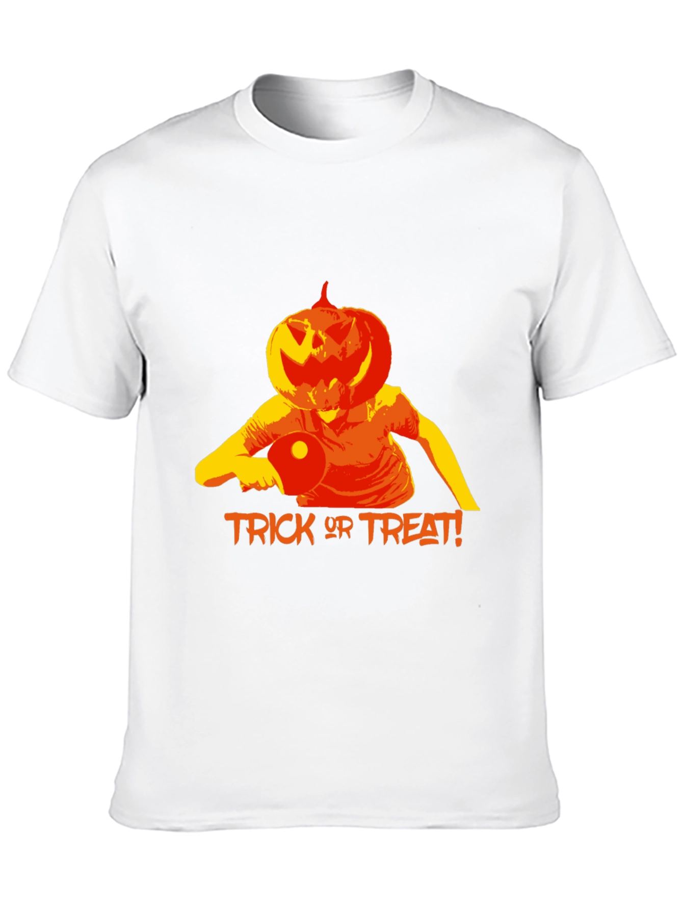 Halloween Pumpkin Head Table Tennis Player T-Shirt