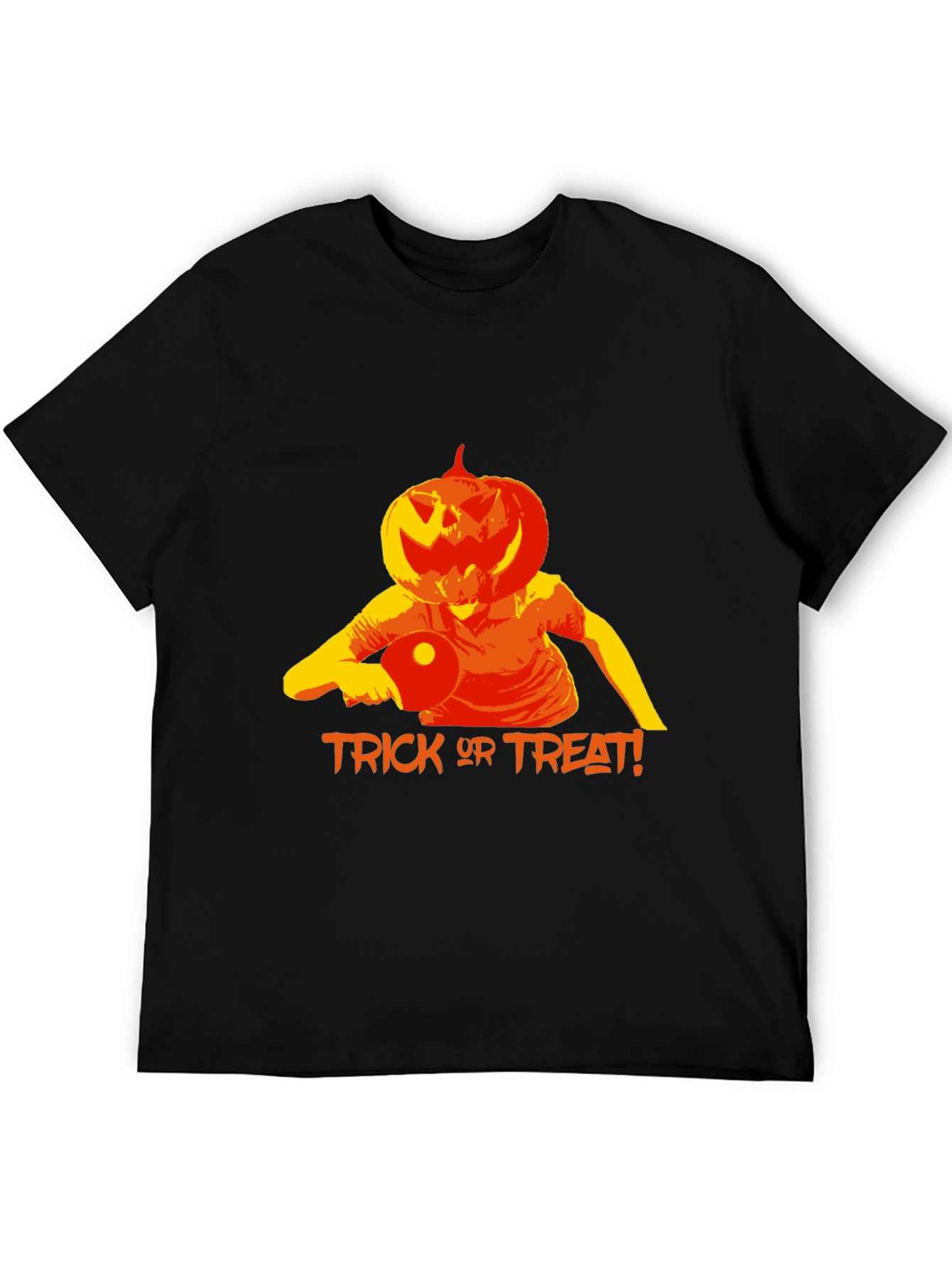 Halloween Pumpkin Head Table Tennis Player T-Shirt