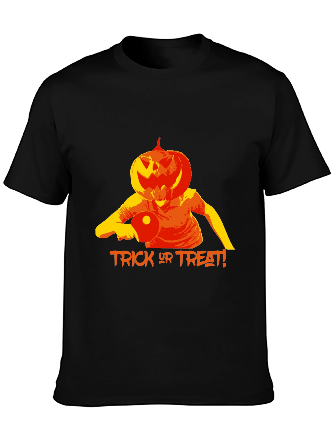 Halloween Pumpkin Head Table Tennis Player T-Shirt