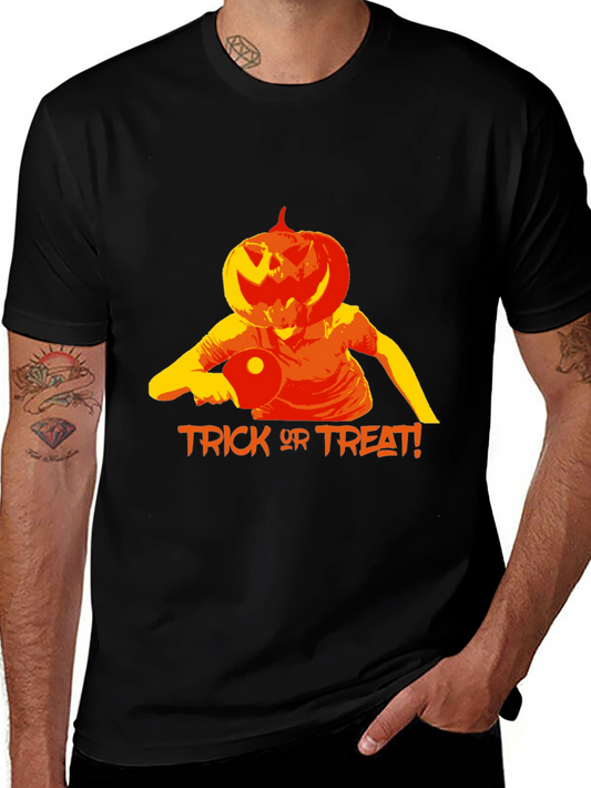 Halloween Pumpkin Head Table Tennis Player T-Shirt