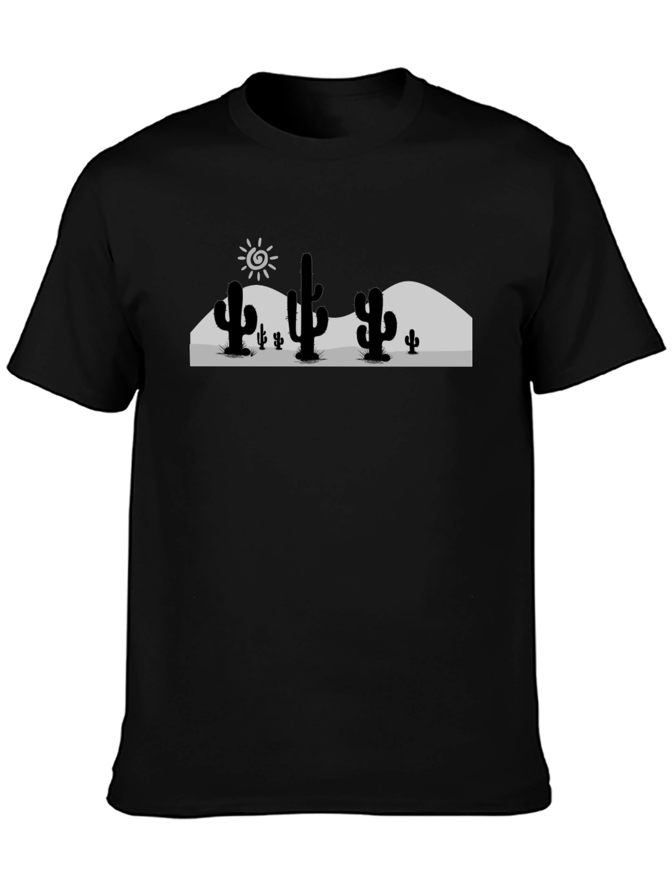 Desert Cactus Graphic Tee - Black Cotton T-Shirt