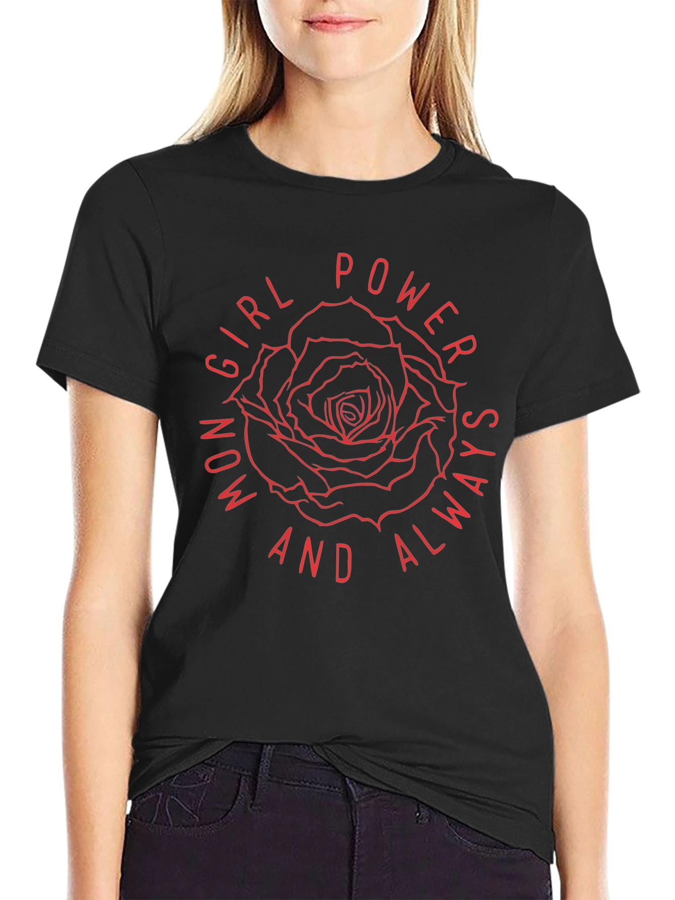 Girl Power Rose Graphic Tee - Modern Statement Shirt