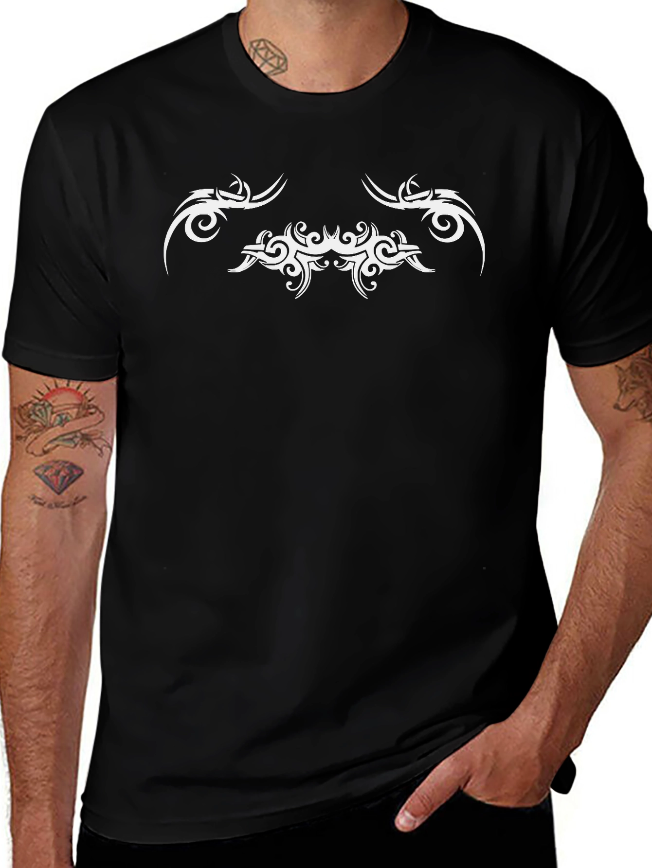 Tribal Graphic Print Black T-Shirt