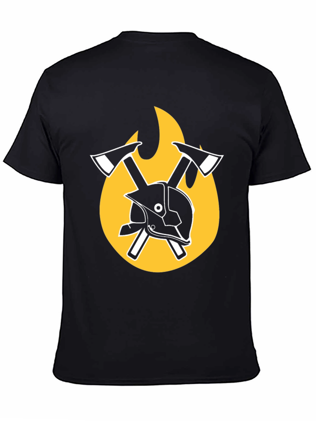 Firefighter Axe & Helmet Graphic Tee - Black