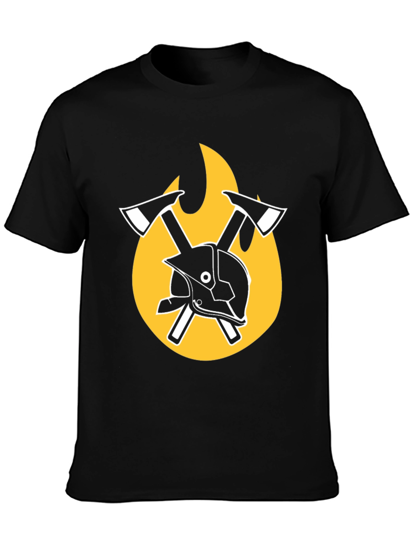 Firefighter Axe & Helmet Graphic Tee - Black