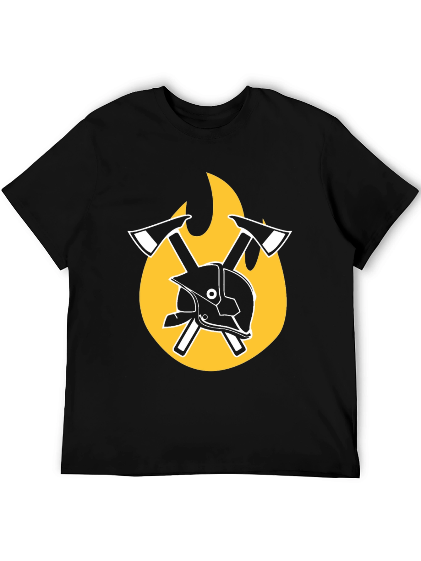 Firefighter Axe & Helmet Graphic Tee - Black