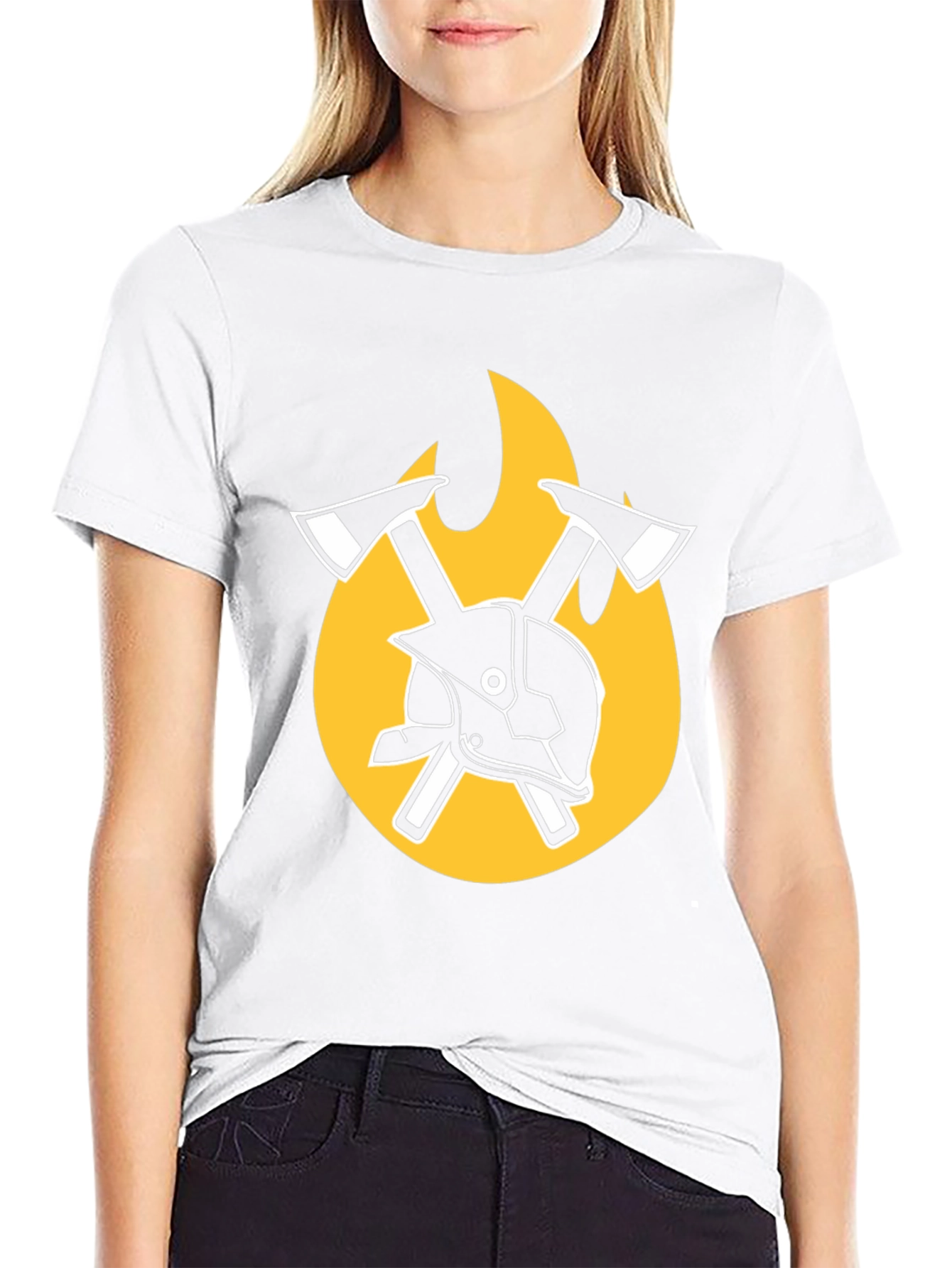 Firefighter Axe & Helmet Graphic Tee - Black