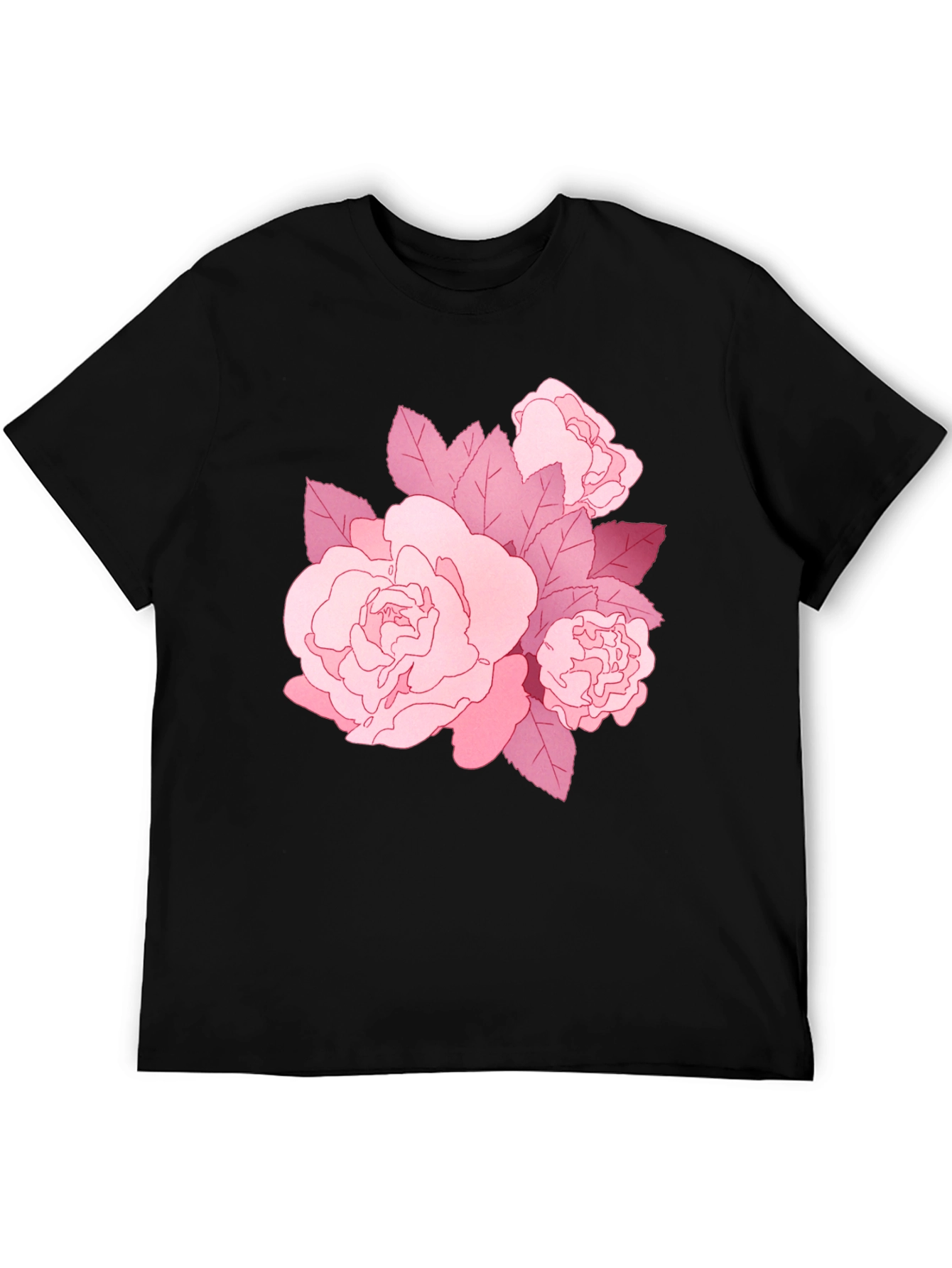 Floral Graphic Tee - Stylish Pink Rose Design
