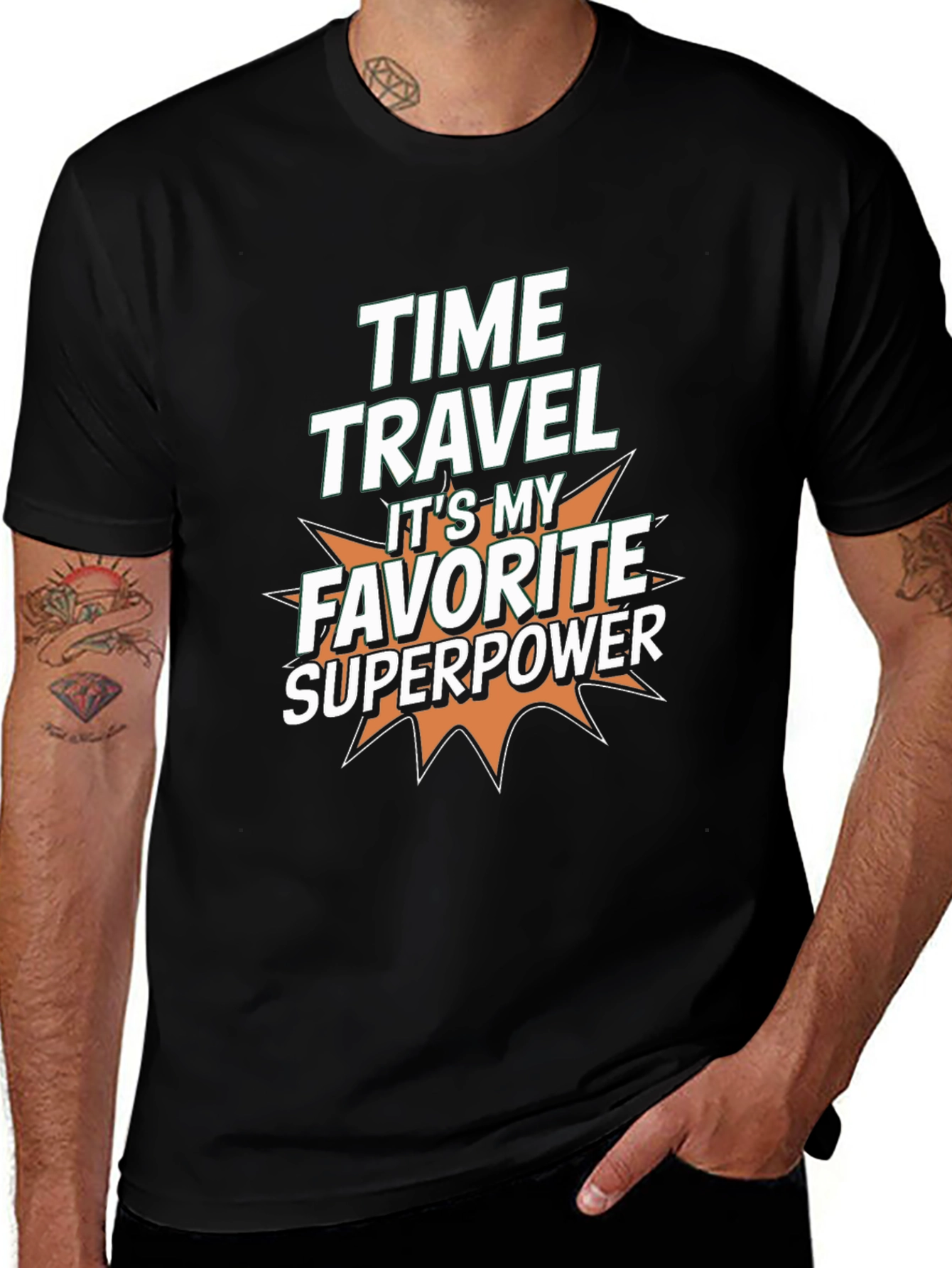 Time Travel Superpower Graphic Tee - Black T-Shirt
