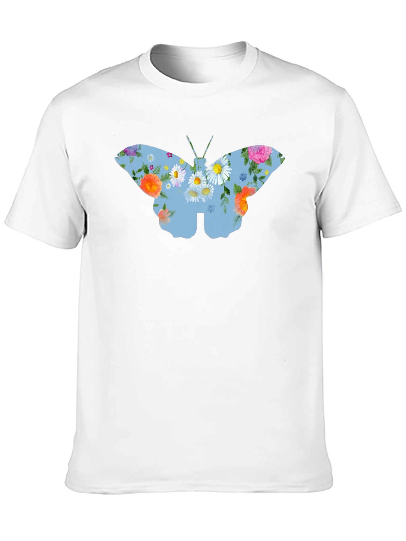Floral Butterfly Graphic T-Shirt - Black