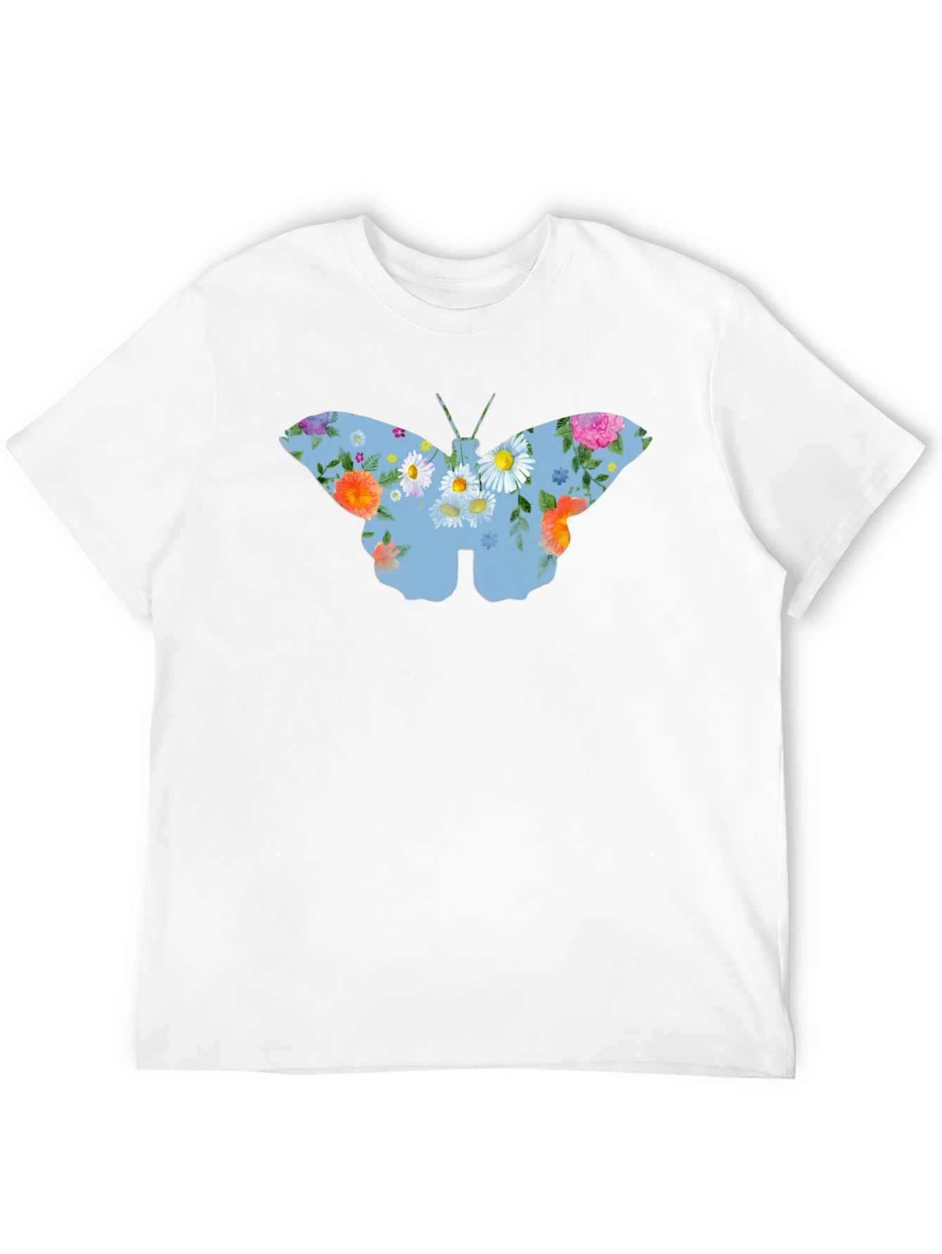 Floral Butterfly Graphic T-Shirt - Black