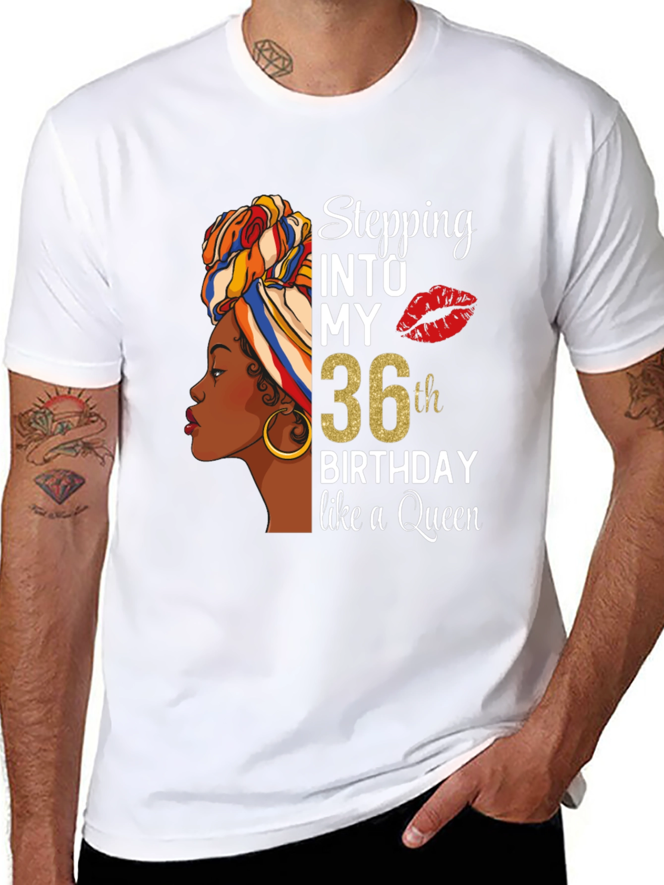 Stepping Into My 36th Birthday Queen Black T-Shirt