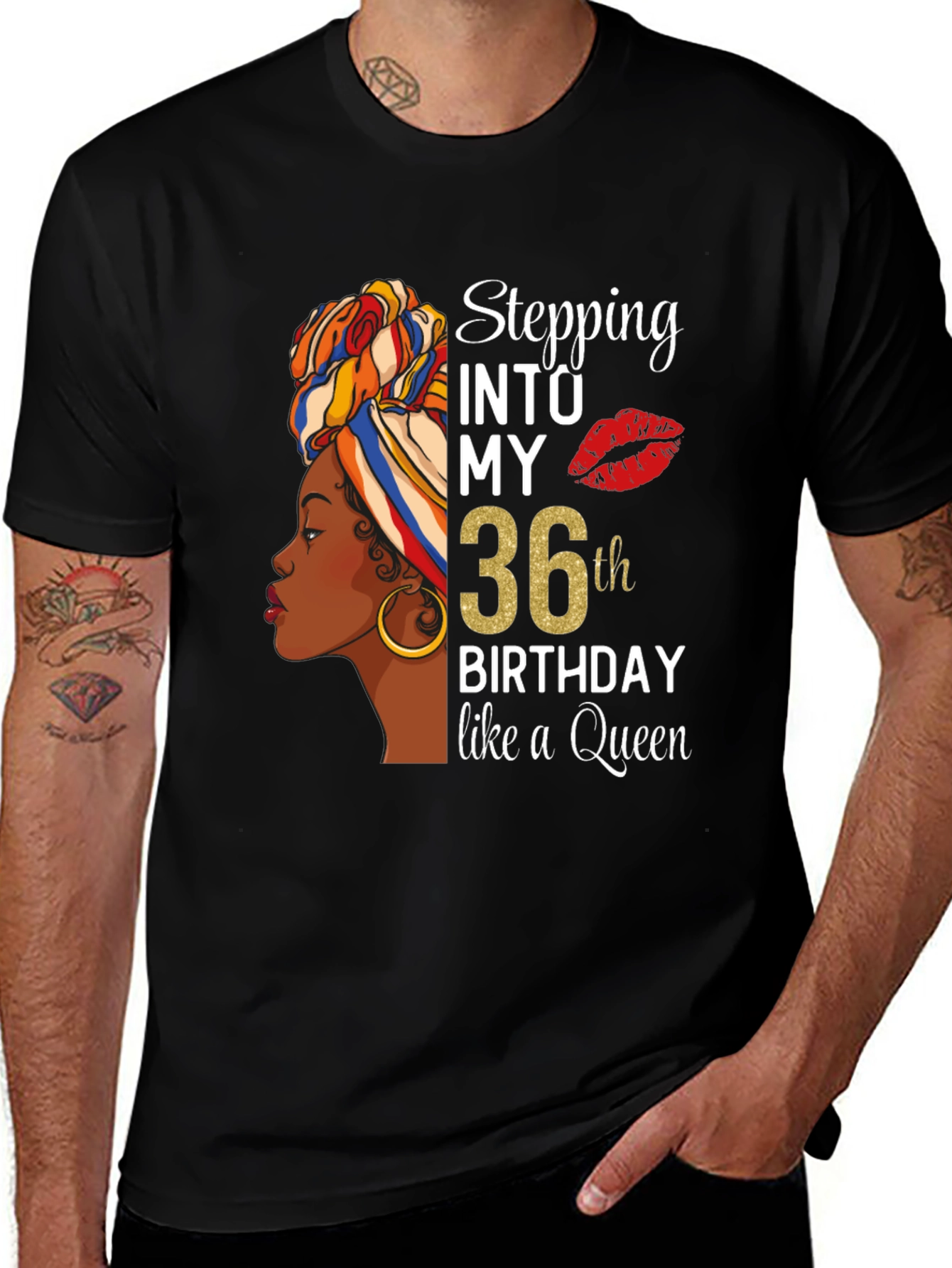 Stepping Into My 36th Birthday Queen Black T-Shirt