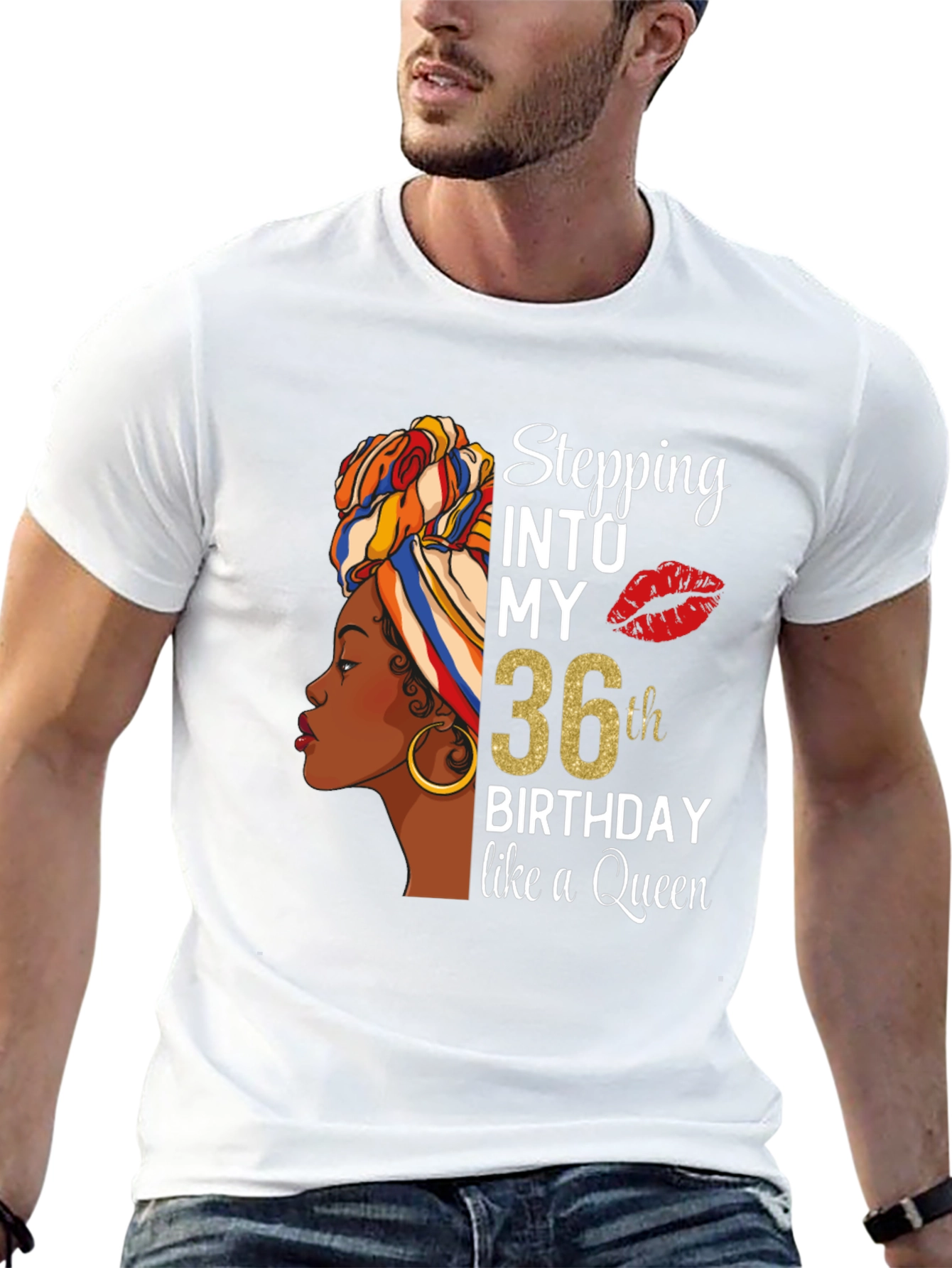 Stepping Into My 36th Birthday Queen Black T-Shirt