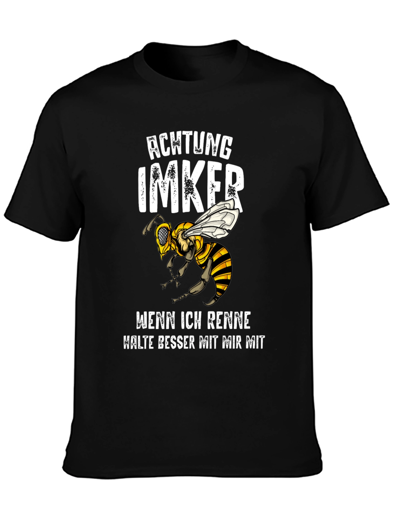 Achtung Imker Mens Black Graphic Tee