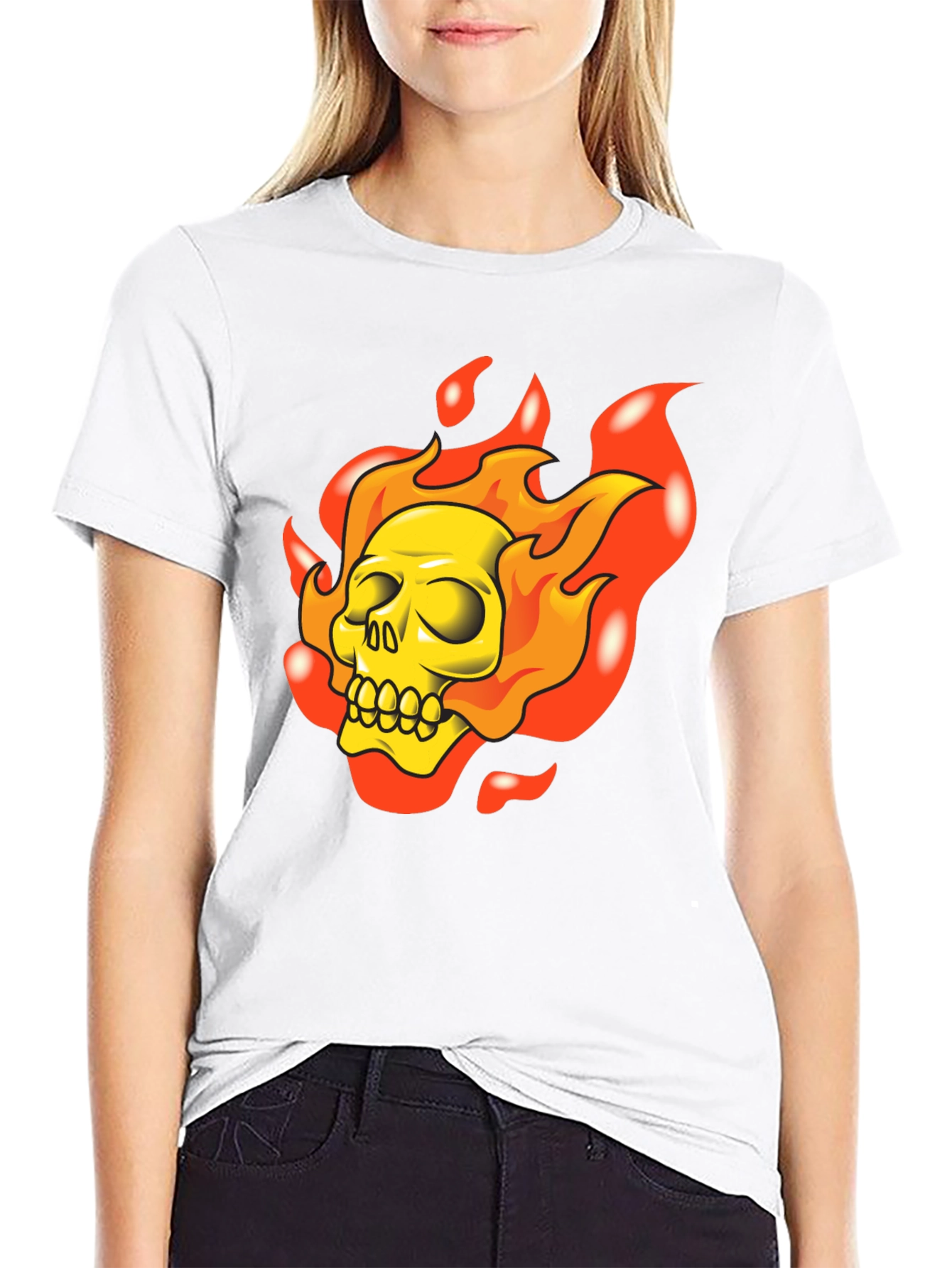 Flaming Skull Graphic T-Shirt - Rocker Style