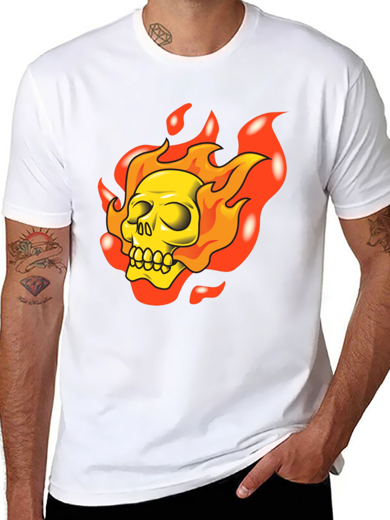 Flaming Skull Graphic T-Shirt - Rocker Style