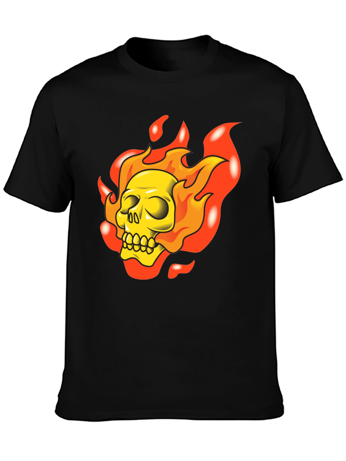Flaming Skull Graphic T-Shirt - Rocker Style