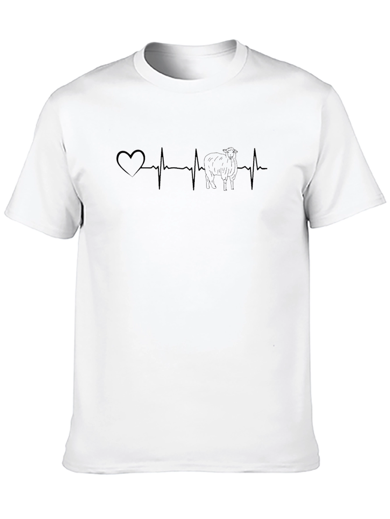 Sheep Heartbeat T-Shirt - Black Cotton Tee