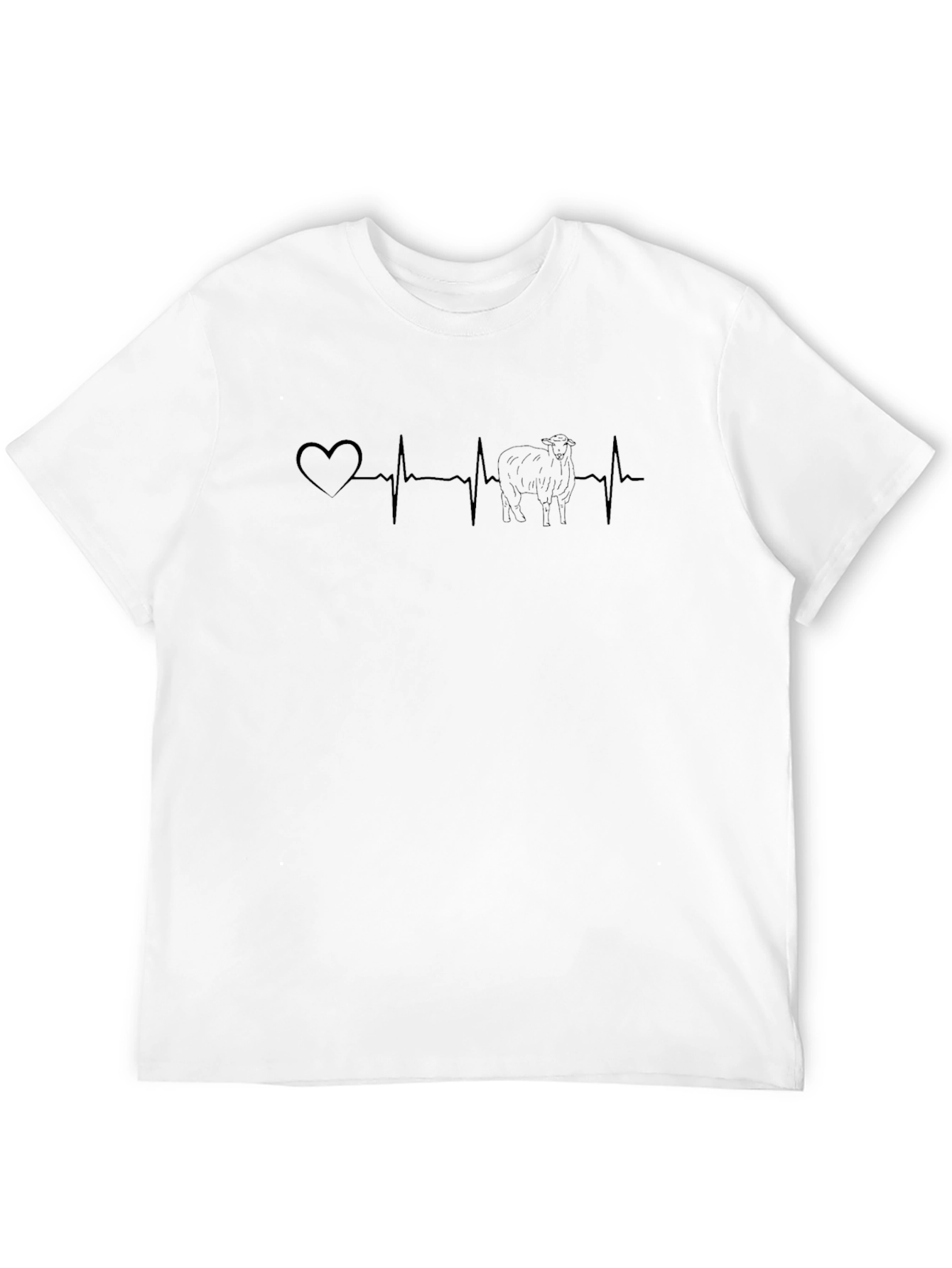 Sheep Heartbeat T-Shirt - Black Cotton Tee