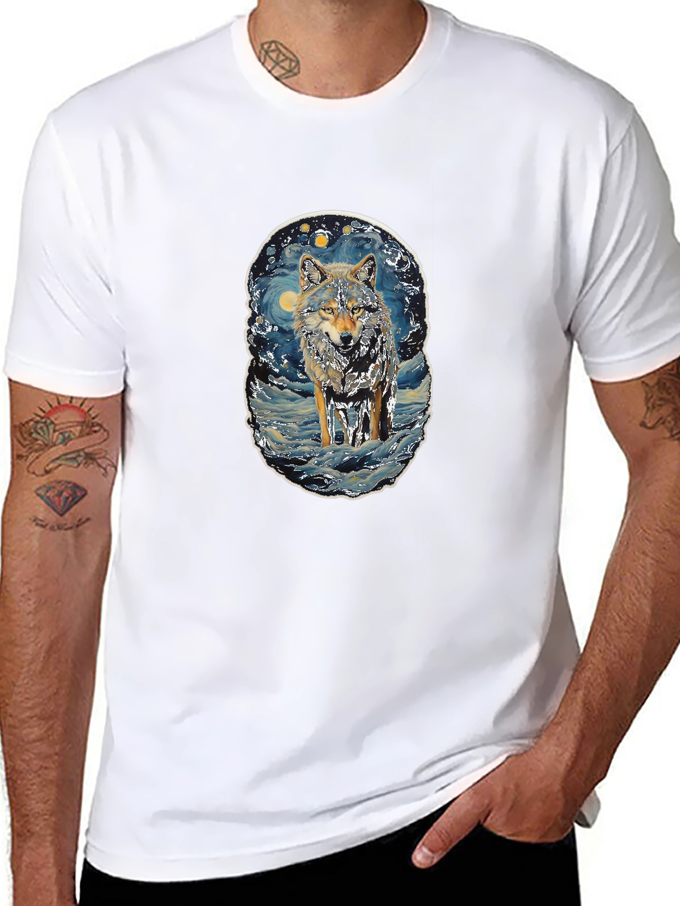 Wolf Starry Night T-Shirt