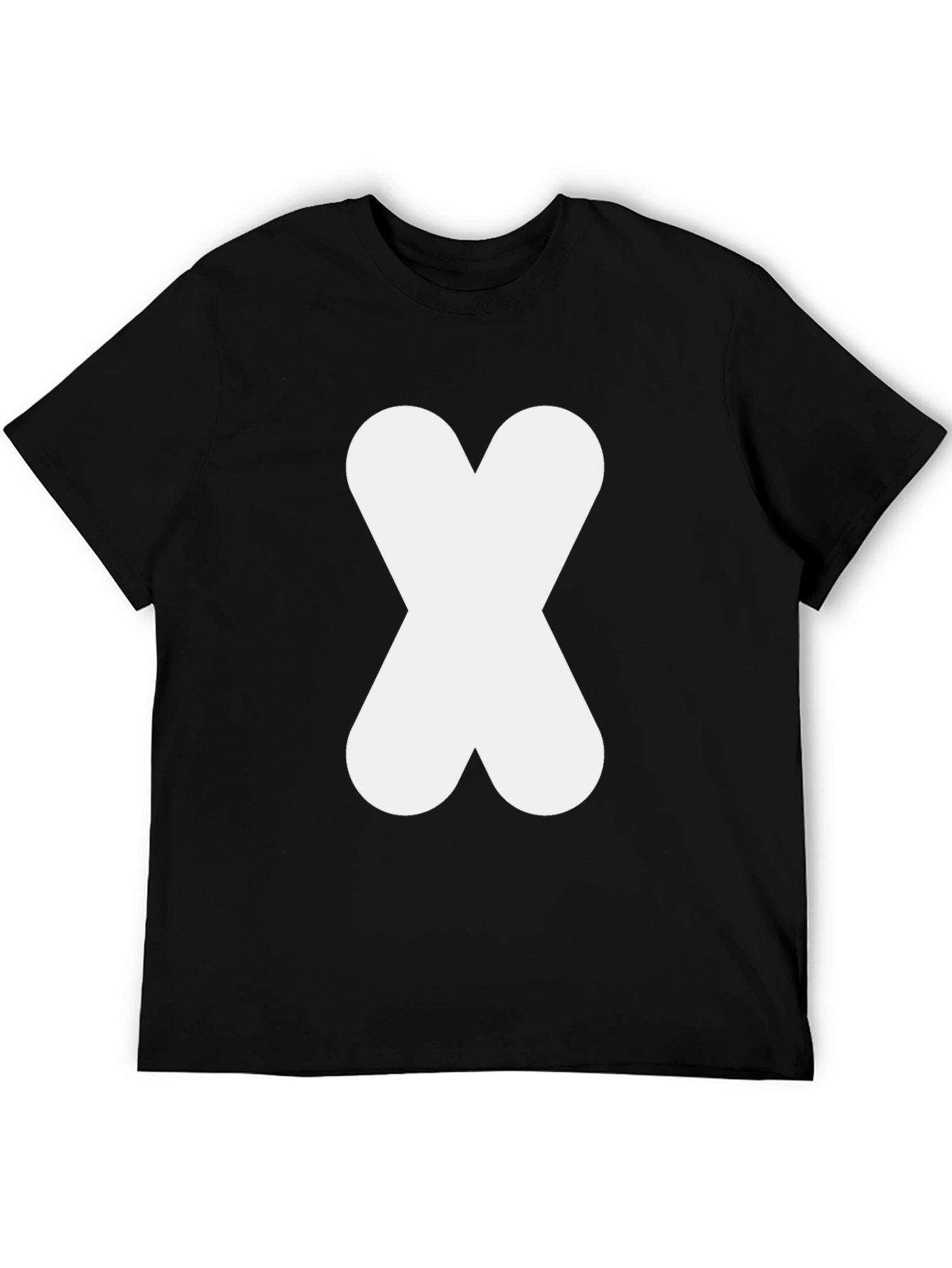 Black T-Shirt with White Abstract X Design