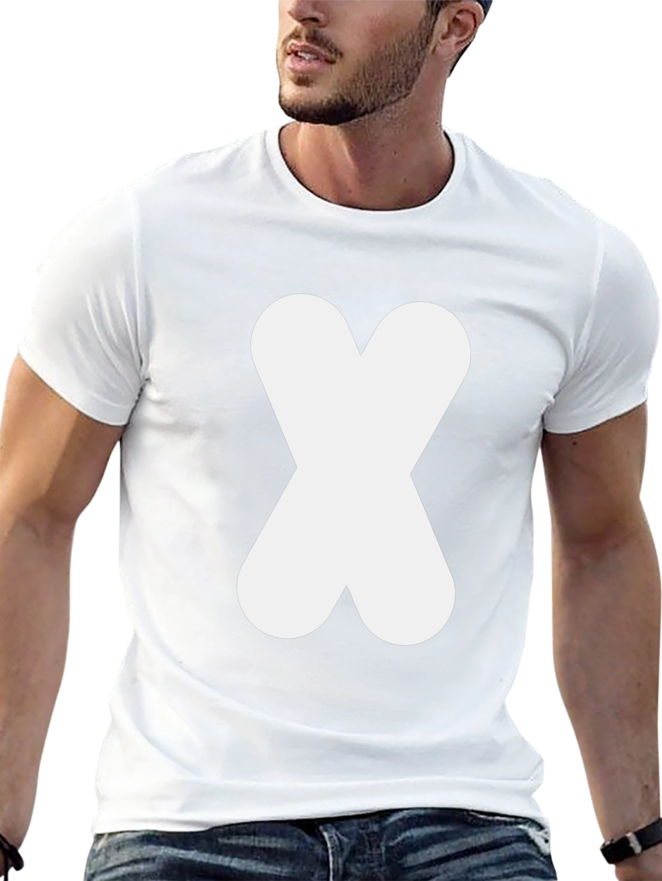 Black T-Shirt with White Abstract X Design