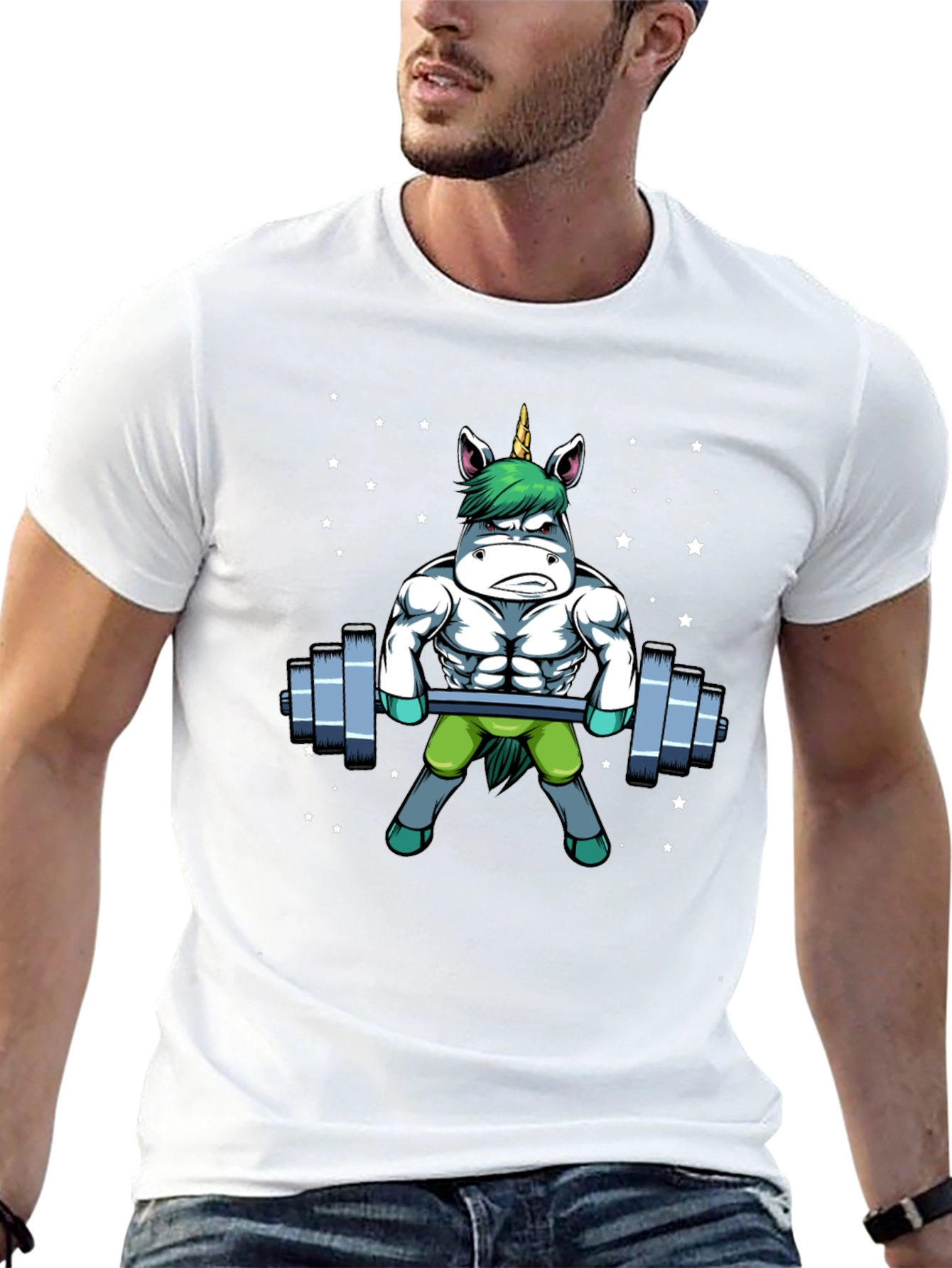 Gym Unicorn Mens Graphic Tee