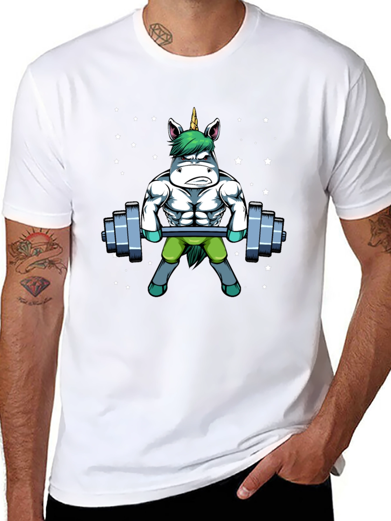Gym Unicorn Mens Graphic Tee